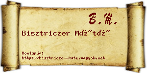 Bisztriczer Máté névjegykártya